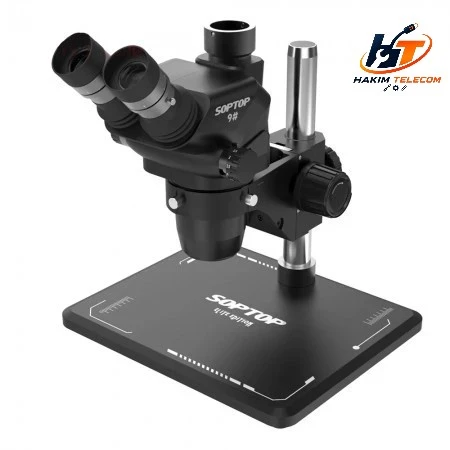 SOPTOP #9 Microscope Trinocular HD Multiplication 6.7-4.5X 150mm 360 Adjustable Aluminum Alloy Big Base